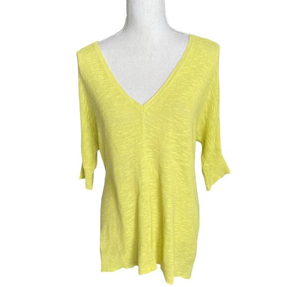 Eileen Fisher Sweaters - Eileen Fisher lime yellow Citron short Sleeve pullover sweater petite m summer